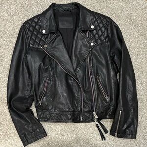All Saints Black Leather Jacket (US 12)